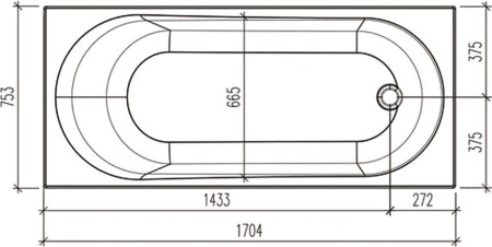 Акриловая ванна STWORKI Нюборг 170x75 см, пристенная, белая, с каркасом