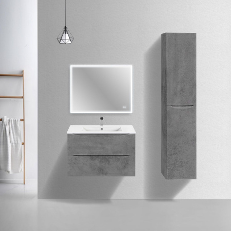 Тумба под раковину Vincea Mia Slim 800 подвесная, 2 выкатных ящика soft close, Beton
