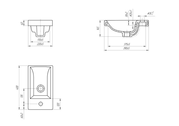 Раковина мебельная Cersanit COMO 40, S-UM-COM40/1-w