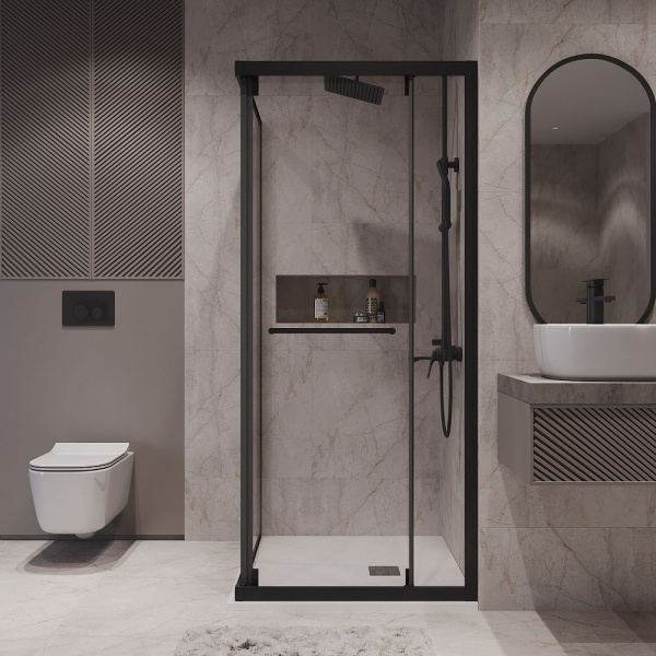 Душевое ограждение  Niagara Nova  NG-6835-34BLACK (100*100*195) квадрат, двери раздвижные