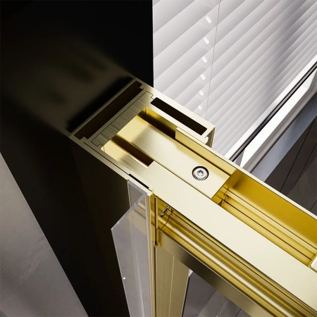 Душевая дверь Veconi Premium Trento PTD-30G, 1300х2000, брашированное золото, стекло прозрачное