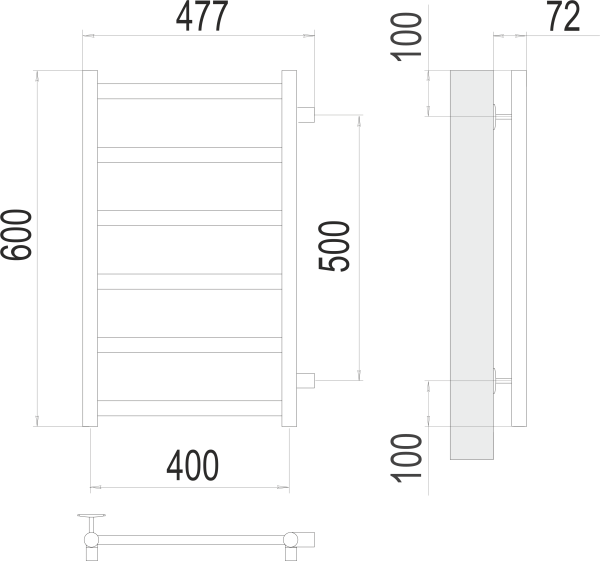 Полотенцесушитель водяной TERMINUS Аврора П6 400х600 бп500 без американок в комплекте