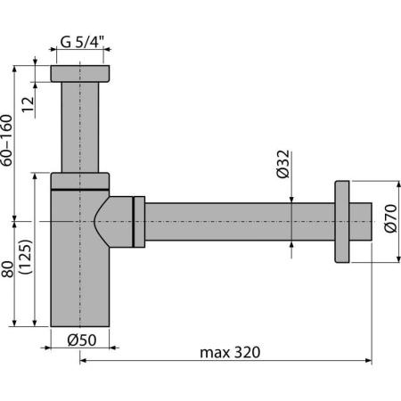 Сифон для умывальника Alcaplast Ø32 DESIGN, A400