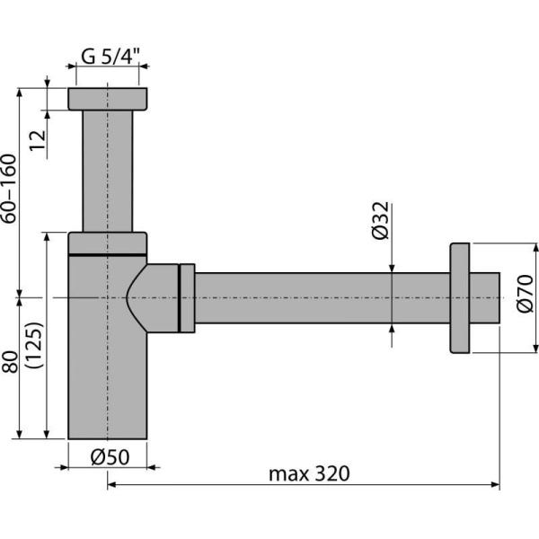 Сифон для умывальника Alcaplast Ø32 DESIGN, A400