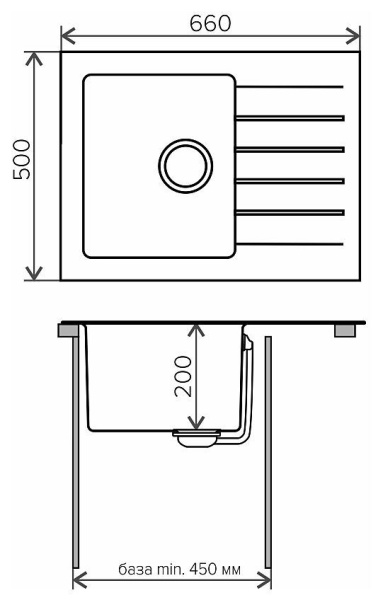 Кухонная мойка TOLERO Twist TTS-660 №001 Серый металлик