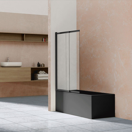 Душевая шторка на ванну Vincea VSB-1E100CLB, 1000*1450, матовый черный, стекло прозрачное