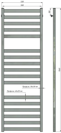 Полотенцесушитель водяной Stinox Verona Luxe 500x1600, нижнее подключение, хром, 1/2" ВР (внутренняя резьба), 17 перекладин