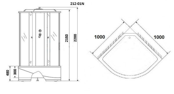 Душевая кабина Niagara Ultra NG-212-01N 100х100х220, высокий поддон 48 см, стекло тонированное