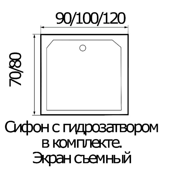 Поддон душевой Wemor 100/80/24 S прямоугольный 1000x800x240 мм