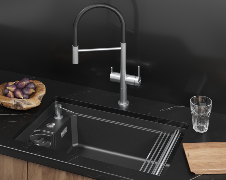 Мойка для кухни Granula Kitchen Space Rinzer 7309RU шварц, 73х45 см, прямоугольная