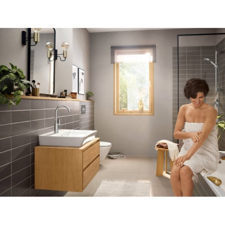 Hansgrohe Rebris E Смеситель для раковины 210 с поворотным изливом со сливным гарнитуром хром 72576000