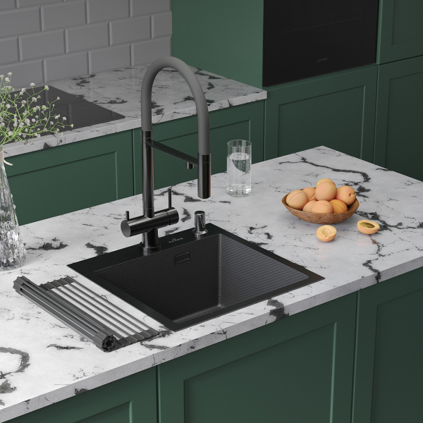 Кухонная мойка Roxen Snake 45 PVD графит (текстурное покрытие)