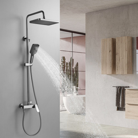 Душевая система Shevanik S4536T, оружейная сталь