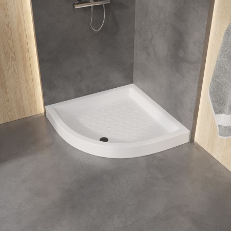 Душевой поддон керамический, полукруглый, белый RGW CR/R, 900x900