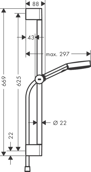 Hansgrohe Pulsify Select S Душевой набор 105 3jet Relaxation cо штангой 65 см хром 24160000