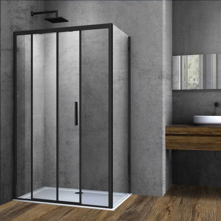 Душевой уголок Vincea Soft VSR-3SO9012CLB, 1200*900, черный, стекло прозрачное