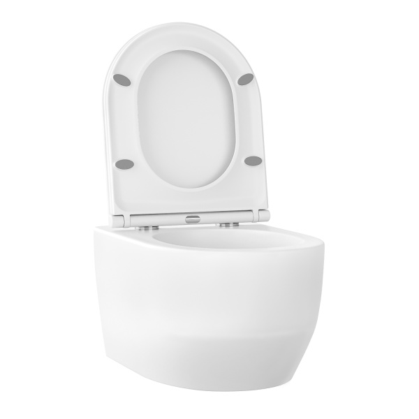 Безободковый подвесной унитаз в наборе 2 в 1: чаша подвесного унитаза, быстросъемное сиденье микролифт, цвет глянцевый белый Wellsee Croquis 182611001