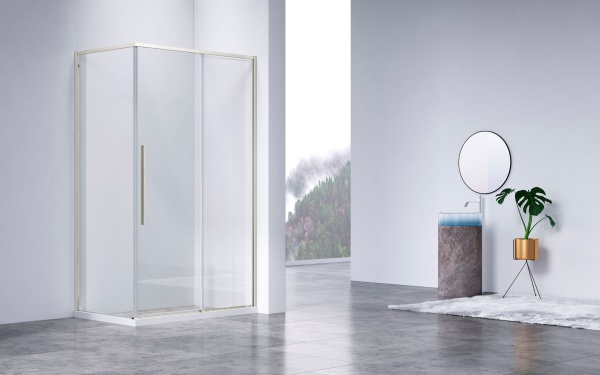 Душевой уголок Слим-Н (Slim-N) VSR-4SN8014CLBN, 1400*800, брашированный никель, стекло прозрачное