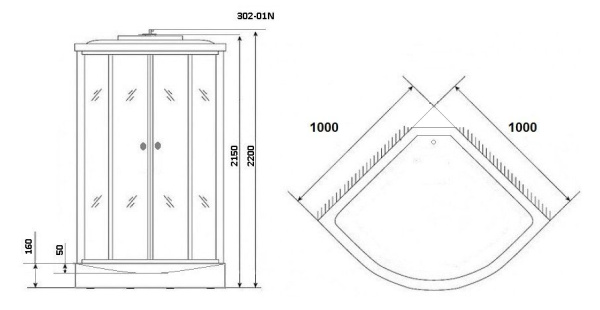 Душевая кабина Niagara Ultra NG-302-01N 100х100х220, низкий поддон 16 см, стекло мозаика