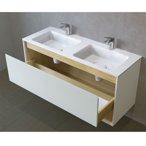 Тумба под раковину Jorno Glass 120 Gla.01.122/P/W белый глянец