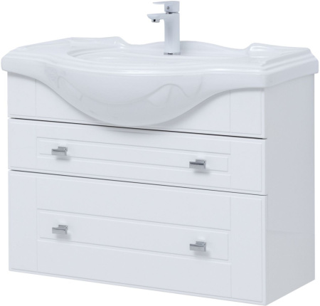 Тумба под раковину Aquanet Рондо 85 белый глянец