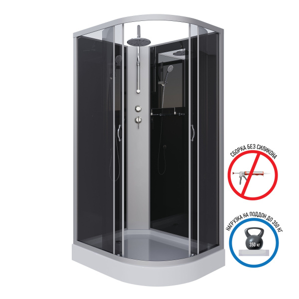 Душевая кабина Niagara Classic NG-3512-14LBKT 120х80х210-240, низкий поддон 13 см, стекло тонированное