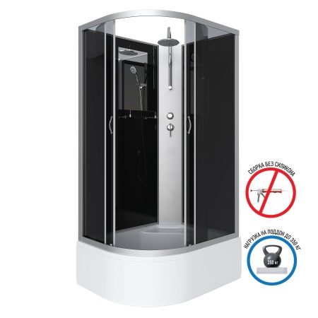 Душевая кабина Niagara Classic NG-2510-14RBKT 120х80х210-240, высокий поддон 40 см, стекло тонированное