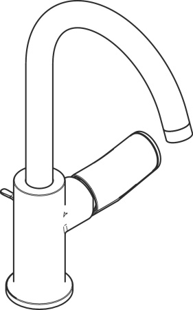 Hansgrohe Rebris S Смеситель для раковины 210 с поворотным изливом со сливным гарнитуром черный матовый 72536670