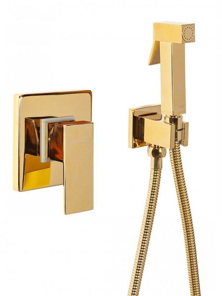 Смеситель встраиваемый с гигиеническим душем Hansberge H3070 Золото Глянец