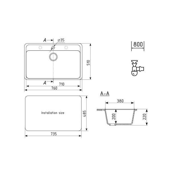 Кухонная мойка Ulgran U-600-308, черный