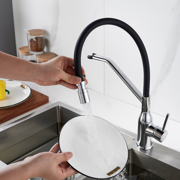 Смеситель для кухни с гибким изливом Shevanik S343-3, хром