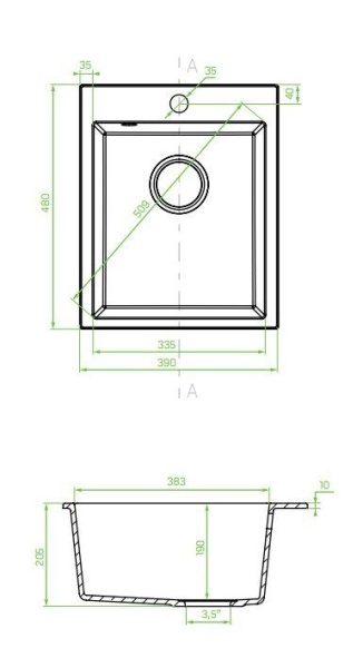 Мойка кухонная Laveo Chichi SBH_710T прямоугольная черный