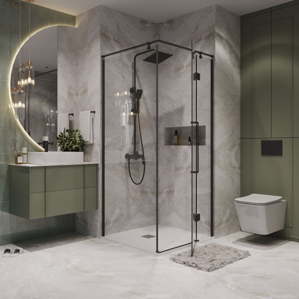 Душевое ограждение  Niagara Nova  NG-6832-34BLACK (100*100*195) квадрат, двери распашные