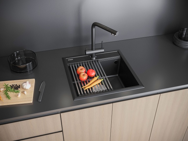 Мойка STEPIA 60, IT-GRANIT, PM115951-BLM, черный, 590х510, Paulmark