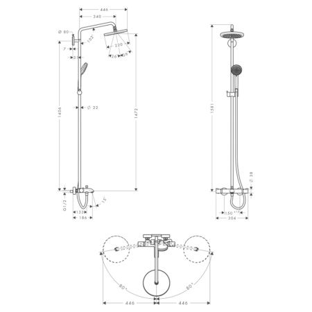 Hansgrohe Croma  220 Showerpipe душевая система хром 27223000