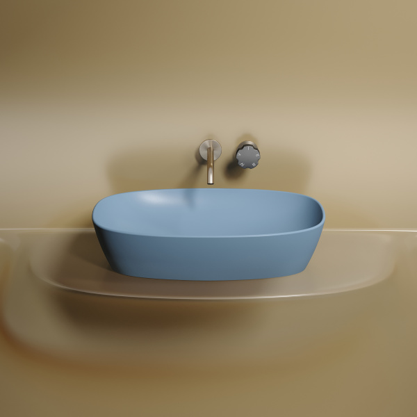 Умывальник Ceramicanova чаша накладная овальная (цвет Серо-Голубой Матовый) Element 600x380x138мм