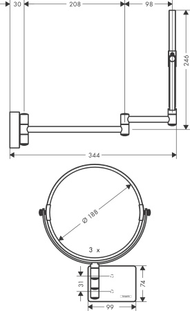 Hansgrohe AddStoris Зеркало для бритья золото 41791990