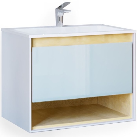 Тумба под раковину Jorno Glass 80 Gla.01.77/P/W белый глянец