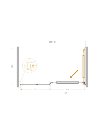 Душевая дверь CEZARES LUX-B-FS-11-140-C-CR