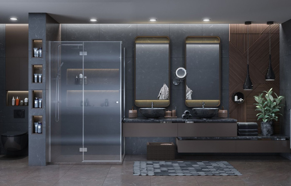 Душевой уголок Ambassador Diamond 12011108L-ST2, прямоугольный, линейный трап, 120х90