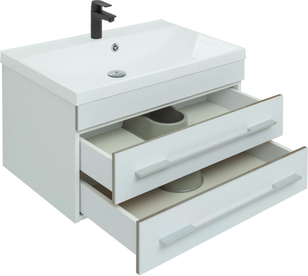 Тумба под раковину Aquanet Верона 75 белый (подвесная 2 ящика)