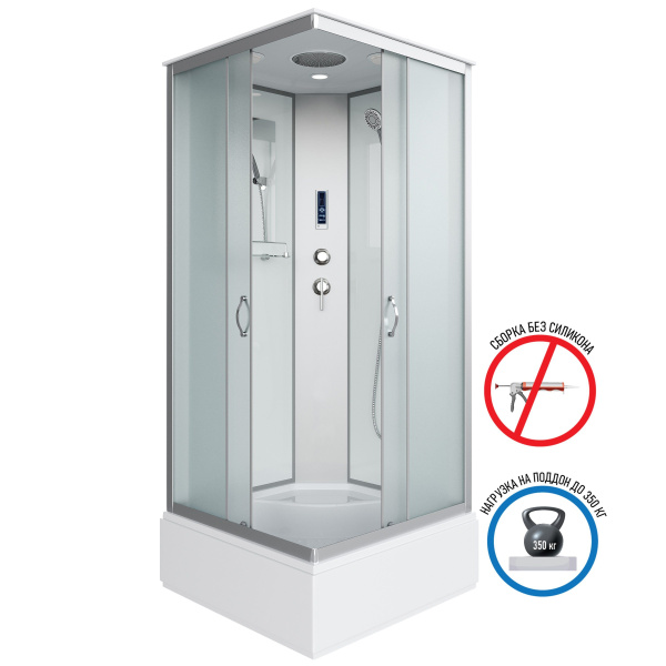 Душевая кабина Niagara Classic NG-1108-14P 90х90х215, средний поддон 26 см, стекло матовое с полкой