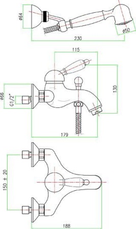 Смеситель для ванны Fiore Jafar 47OO5103, золото