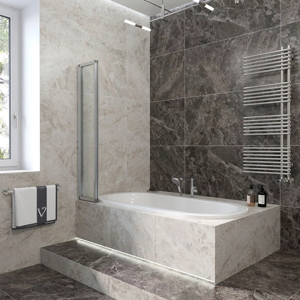 Шторка на ванну Veconi Palau PL-74R, 1200x1500, хром, стекло прозрачное