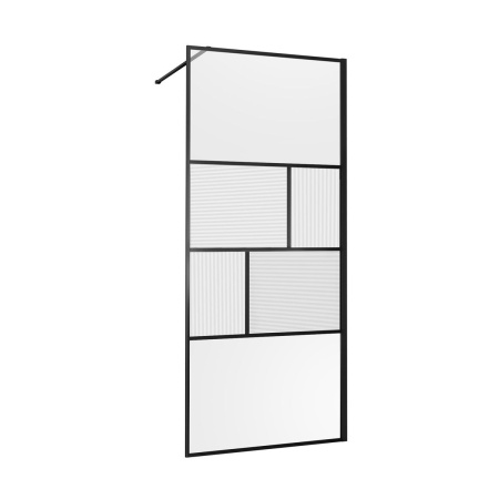 Душевая перегородка Vincea Walk-In VSW-1HC800CFB, 800*2000, черный, стекло прозрачное/рифленое