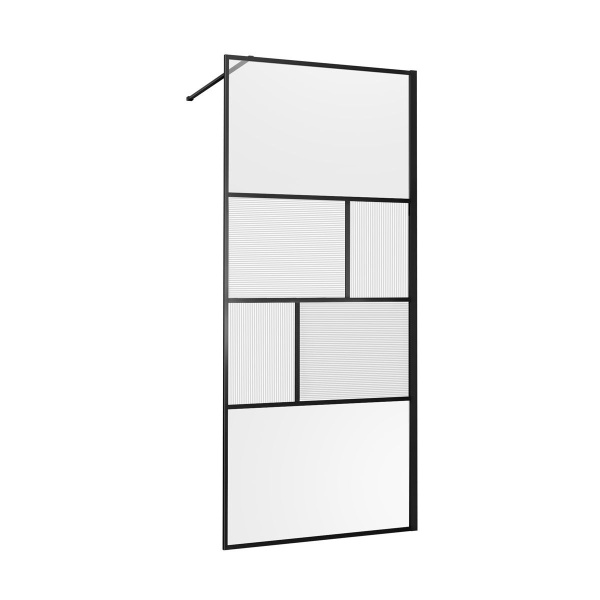 Душевая перегородка Vincea Walk-In VSW-1HC800CFB, 800*2000, черный, стекло прозрачное/рифленое