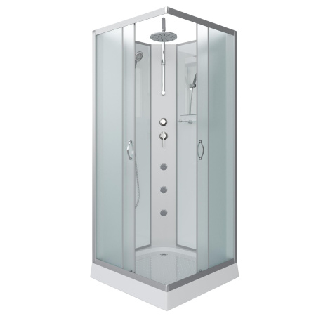 Душевая кабина Niagara Classic NG-1101-14BKTG 90х90х210-240, низкий поддон 13 см, стекло матовое с полкой