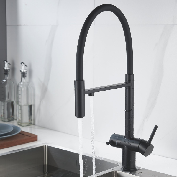 Смеситель для кухни с подключением фильтра Shevanik S178H, черный