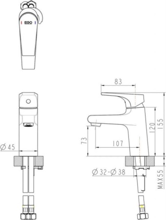 Смеситель для раковины Bravat VEGA F1119177CP, хром