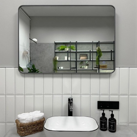 Зеркало RoxenBath Simon (90x70) в алюминиевой раме оружейная сталь